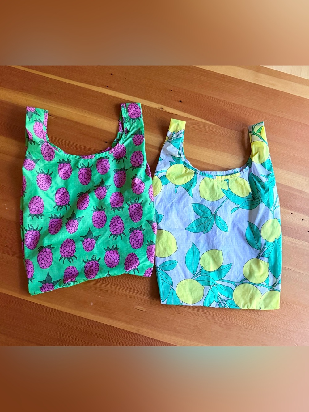Baggu Lemon and Raspberry Mini Totes